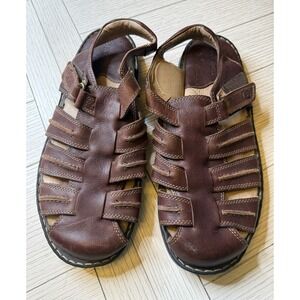 Magellan Men's Brown Leather FWMFSS1014‎ Fisherman Hook & Loop Sandals Shoes 13